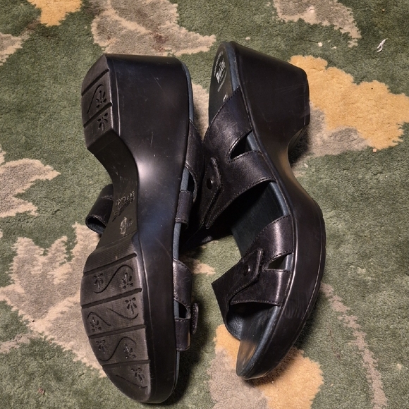 Dansko Black Leather Slide Sandals - Picture 6 of 6